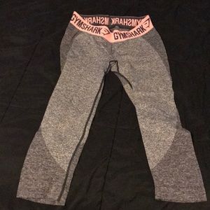 Pink and Gray Gymshark Cropped Flex Leggings